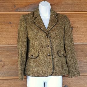 Talbots Petites Italian Fabric Brown Tweed Blazer Size 2P